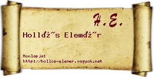 Hollós Elemér névjegykártya