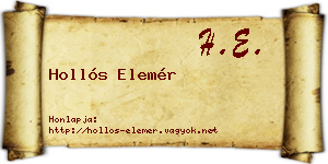 Hollós Elemér névjegykártya